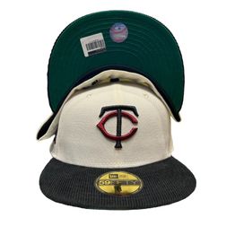 Minnestoa Twins Chrome Two Tone Corduroy Bill 60th Season Patch Green UV New Era 59FIFTY Fitted Hat