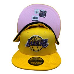 Los Angeles Lakers Yellow 2020 Champions Patch Pink UV New Era 59FIFTY Fitted Hat