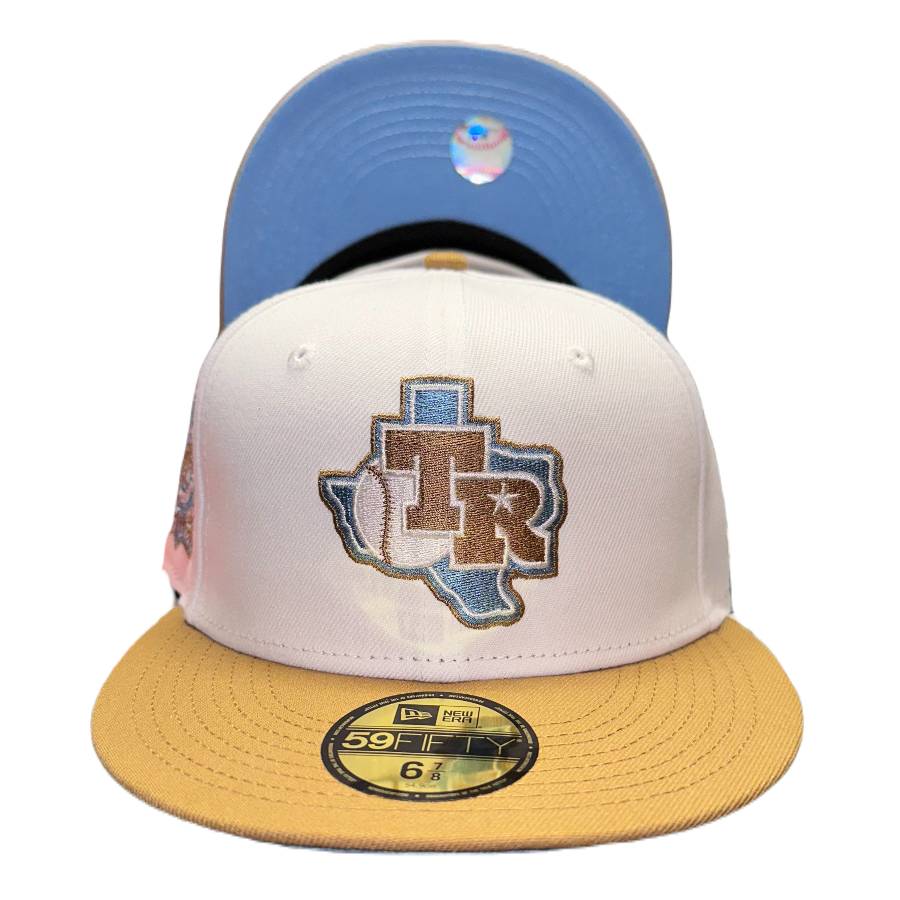 New Era 59FIFTY Texas Rangers Stadium Patch TR Hat - Light Blue, Red Light Blue/Red / 7 5/8