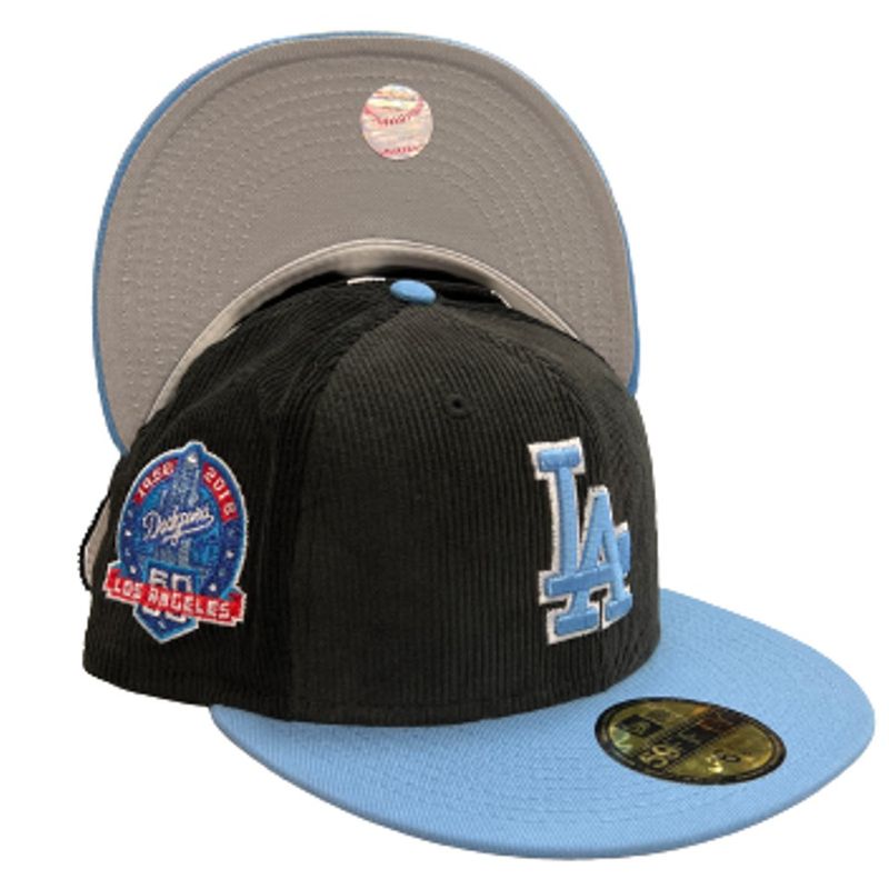 Dodgers New Era Fitted 59fifty LA Logo Black Corduroy Cap Hat Green UV –  THE 4TH QUARTER