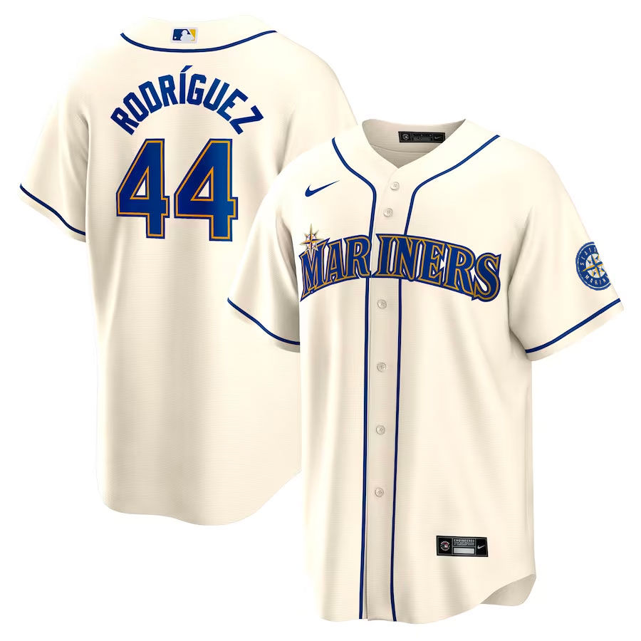 Seattle Mariners Julio Rodriguez Cream Alternate Compass Logo Patch Nike Jersey