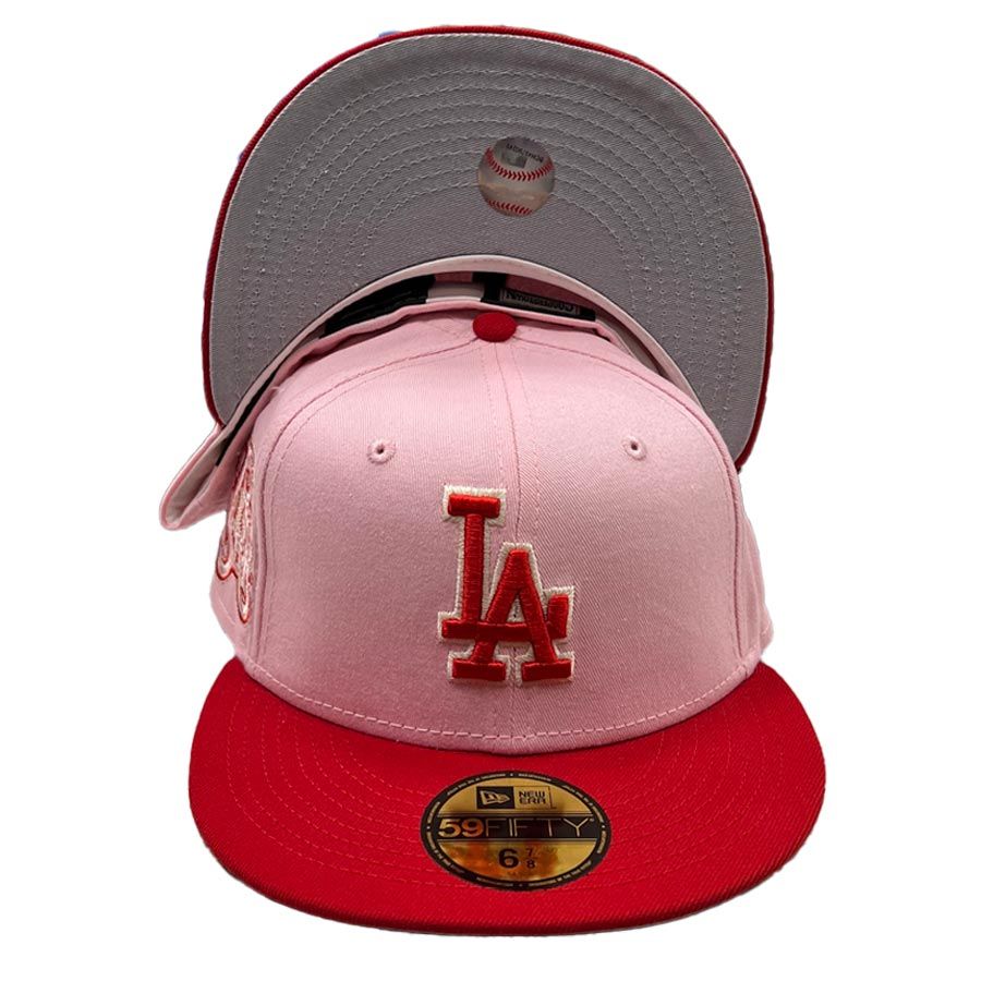 Los Angeles Dodgers Pink Red 2Tone Mother's Day 75th Patch Gray UV 59FIFTY  Fitted Hat