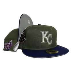 Kansas City Royals Olive Two Tone 50th Season Patch Gray UV 59FIFTY Fitted Hat