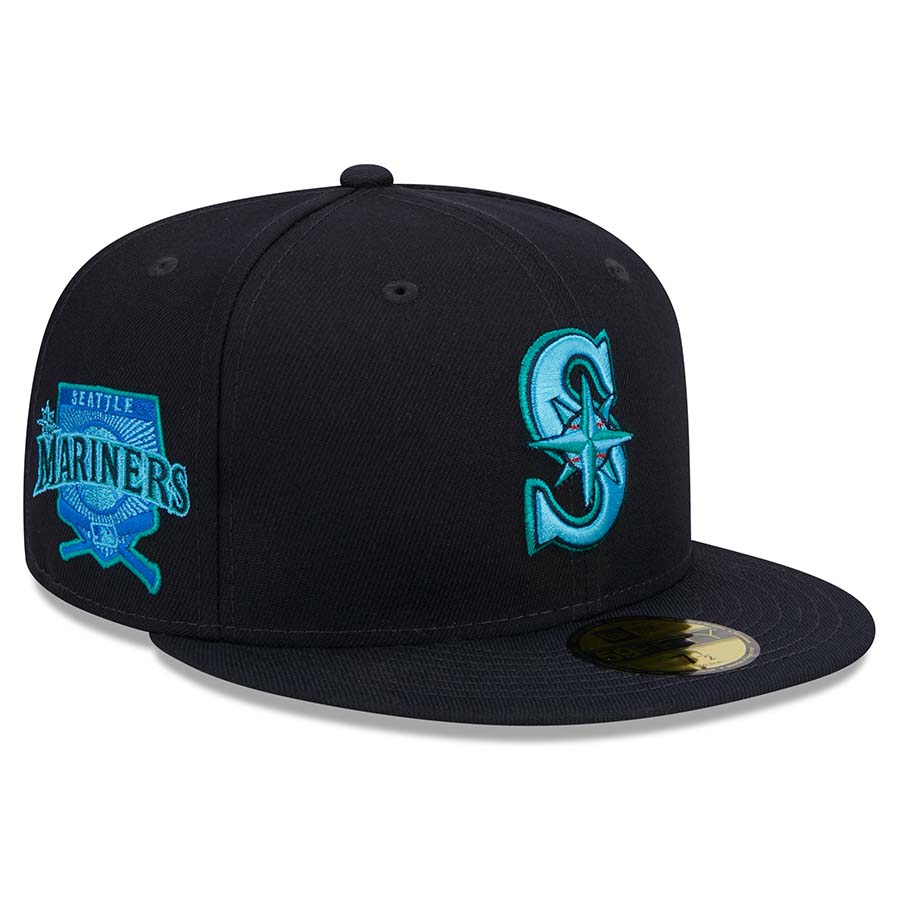 Seattle Mariners Small Hibiscus Buds Navy Background 3D Hawaiian