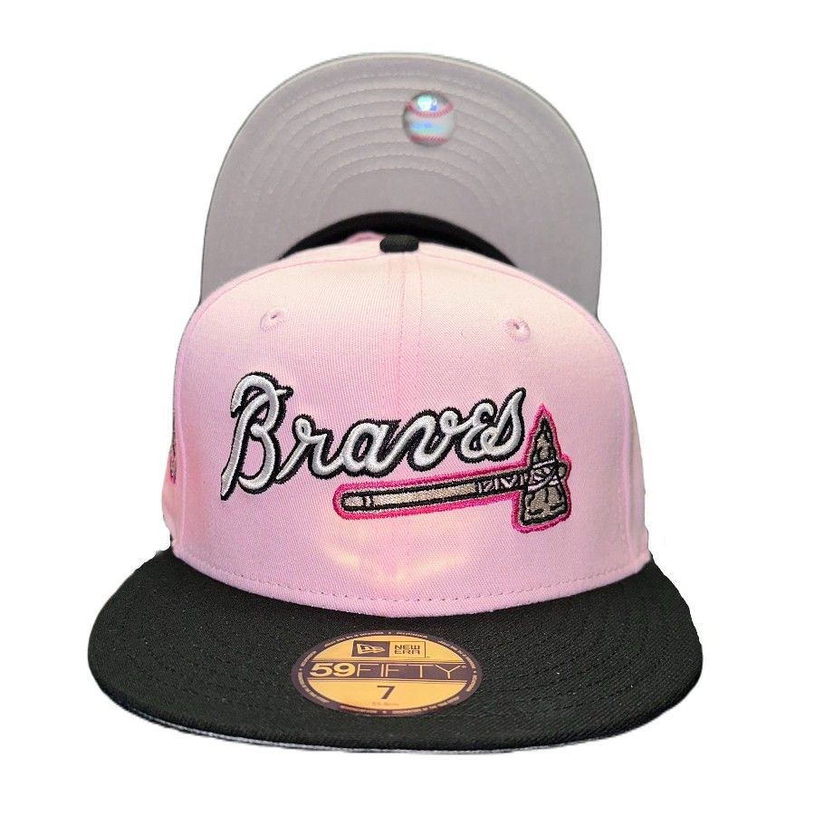 Atlanta Braves Pink Awareness Pack 1876 Patch Gray UV 59FIFTY Fitted Hat