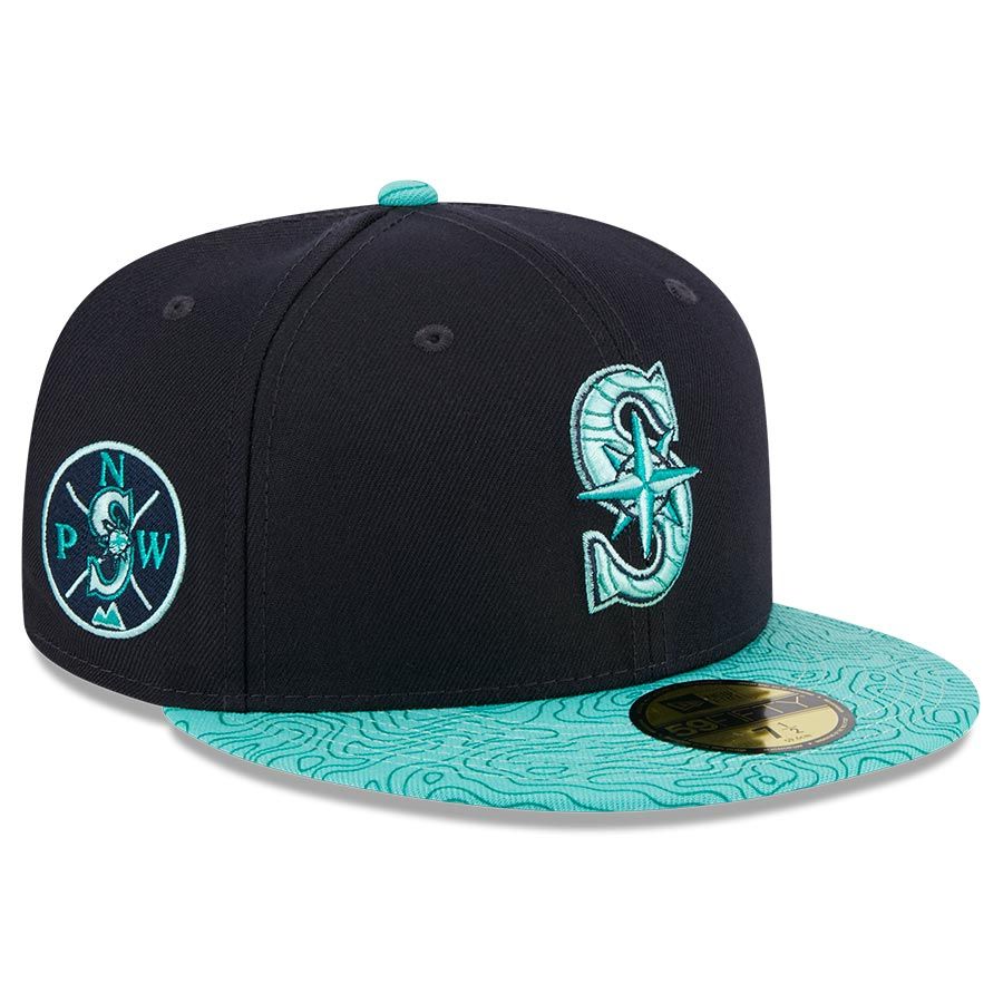 7 3/8, 7 1/2 Seattle Mariners Two Tone Pinot Red Copper Brown Teal 59fifty