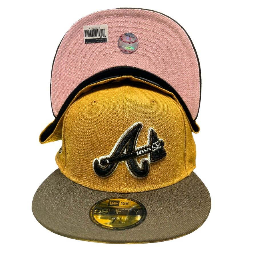 Atlanta BravesPanama Tan Two Tone 1999 World Series Patch Pink UV New Era  59FIFTY Fitted Hat