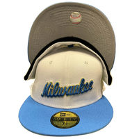 Milwaukee Brewers Chrome Two Tone 90s Movie Pack 25th Anniversary Patch Gray UV New Era 59FIFTY Fitted Hat