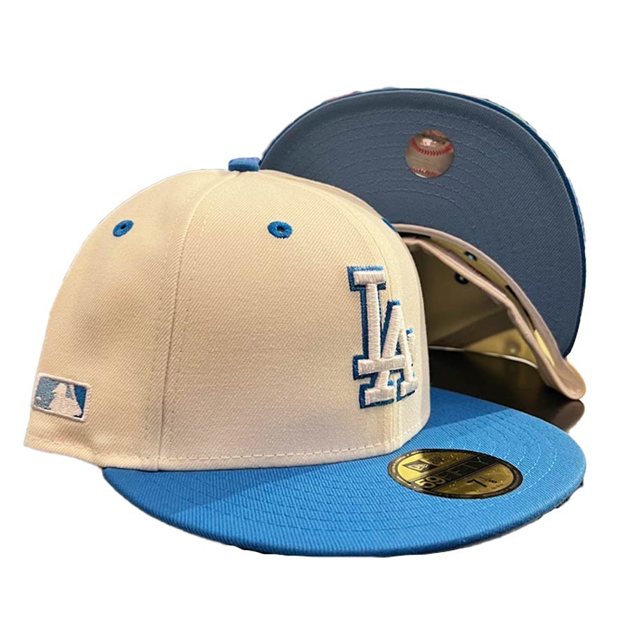 LA Side Hat UV Blue Logo Retro Los Angeles Fitted Pack 59FIFTY Patch Dodgers Batterman