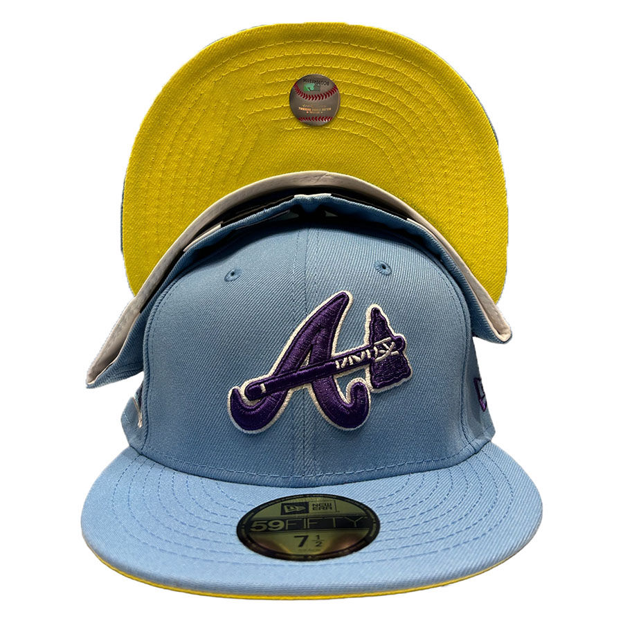 Atlanta Braves Baby Blue 2000 World Series Patch Yellow UV New Era 59FIFTY  Fitted Hat