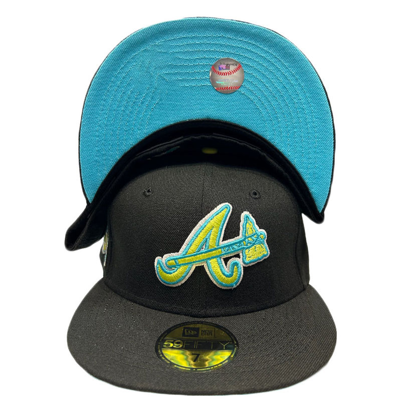 New Era 59Fifty Atlanta Braves Botanical Quickturn Collection Fitted Hat  Dark Navy Blue