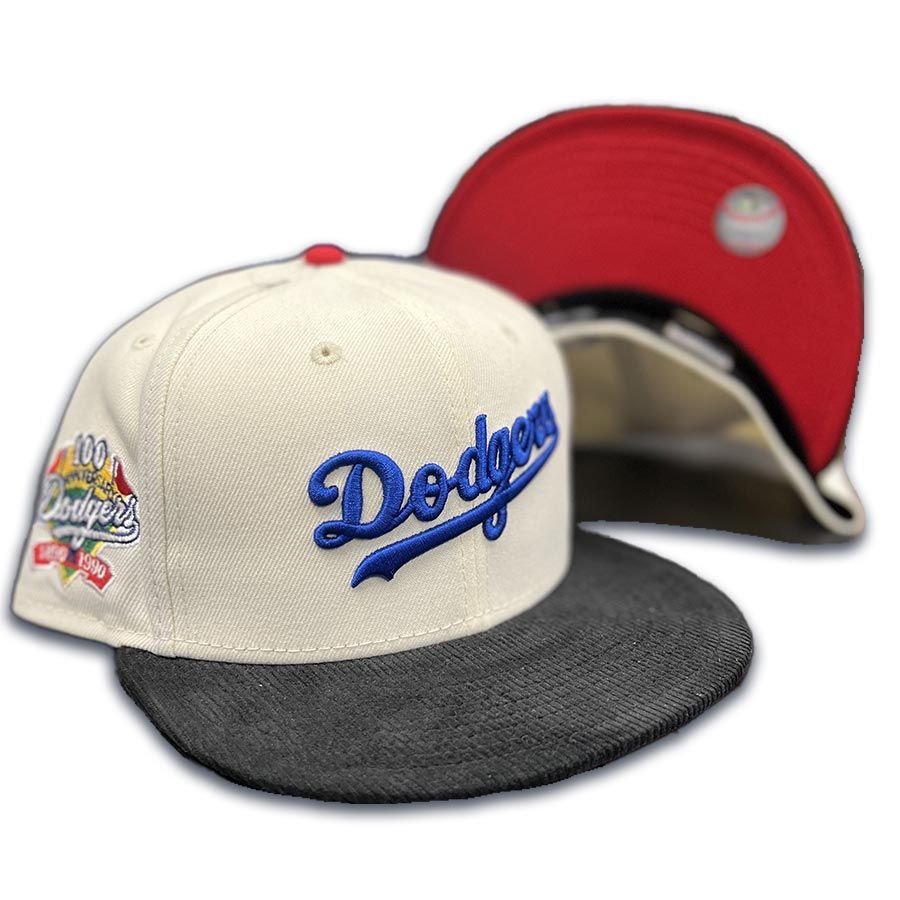 New Era 59FIFTY Los Angeles Dodgers Vintage Script Black White Fitted Hat