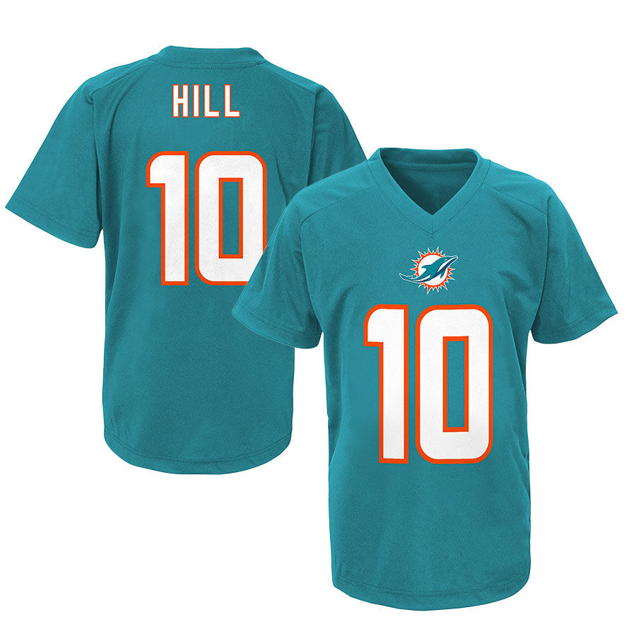 Tyreek Hill Miami Dolphins Youth Aqua Backer T-Shirt 