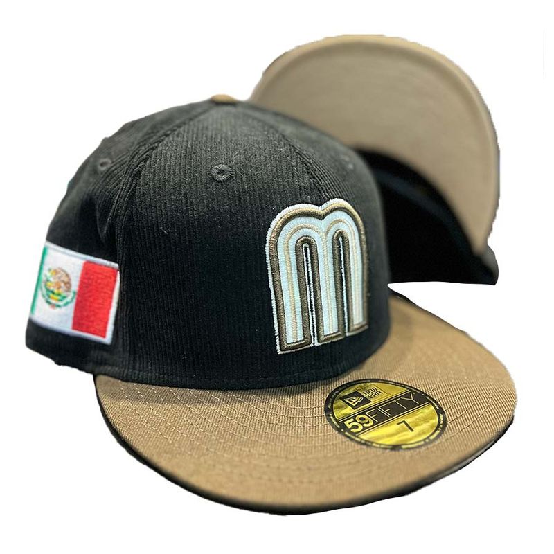 Mexico Chrome Two Tone Corduroy Mexico Flag Patch Metallic Gold UV 59FIFTY  Fitted Hat