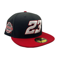  Black Red Two Tone 23 Chicago Nascar Street Race Weekend Patch Gray UV New Era 59FIFTY Fitted Hat