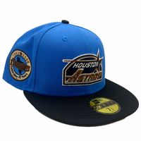 Houston Astros Carolina Blue and Black Bad Habits 45th Year Anniversary Patch Brown UV New Era 59Fifty Fitted Hat