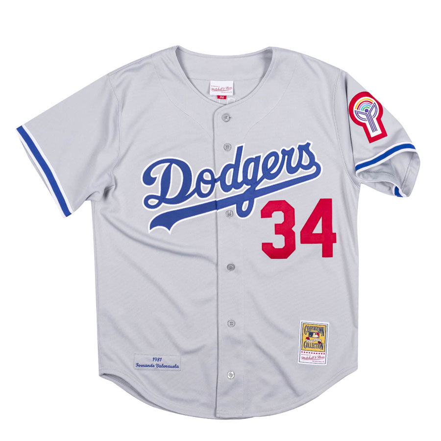 Fernando Valenzuela 1981 Los Angeles Dodgers Grey Road Jersey w/ Patch  (S-3XL)