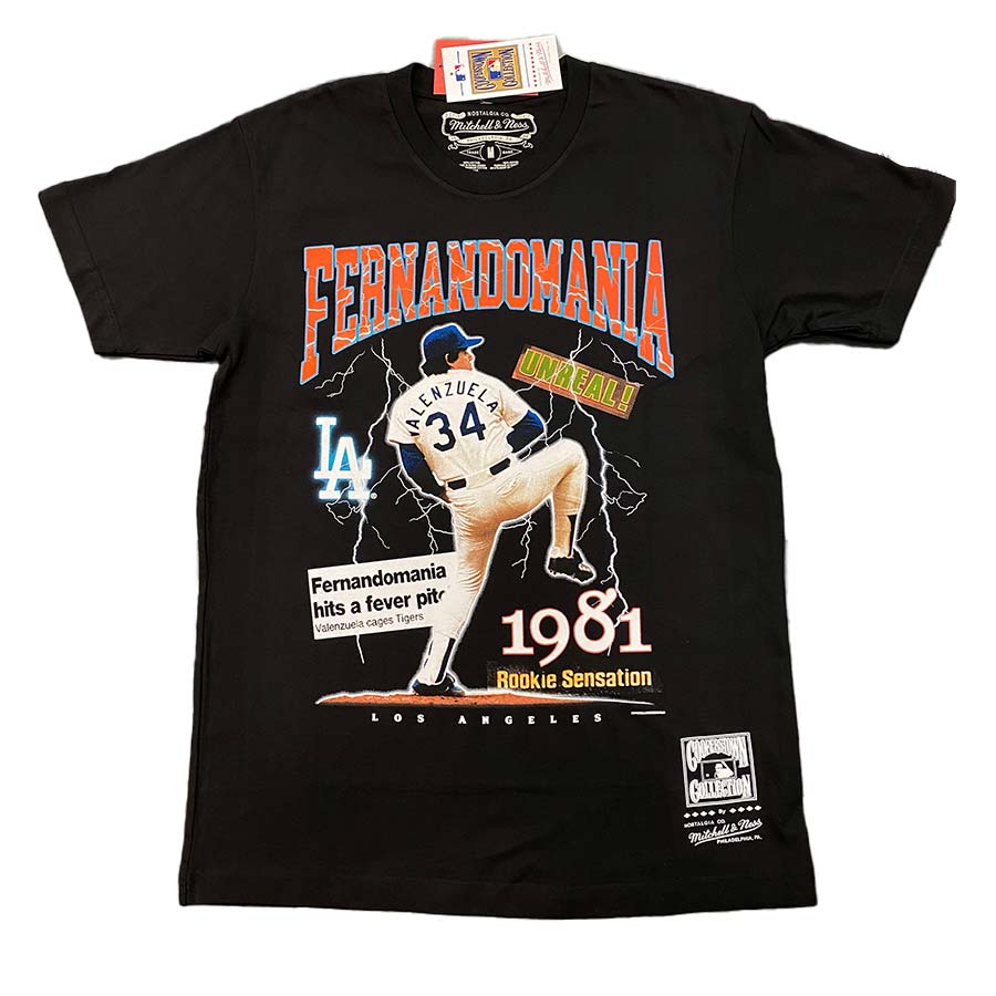 LA Dodgers M&N Fernandomania Black T-Shirt - The Locker Room of Downey