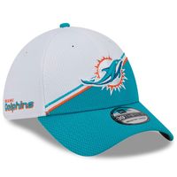 Miami Dolphins White Team Color 2023 NFL Sideline New Era 39THIRTY Flex Hat