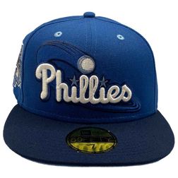 Philadelphia Phillies Blue and Navy Water 1996 All Star Game Side Patch Sky UV New Era 59Fifty Fitted Hat