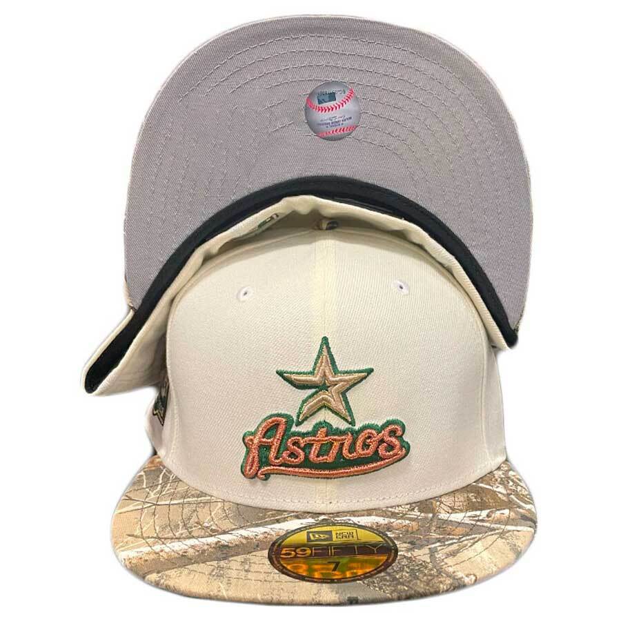 HOUSTON ASTRO ALL OVER PATCH GRAY BRIM NEW ERA FITTED HAT – Sports