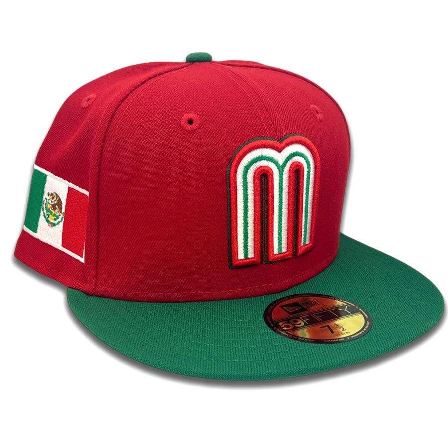 Mexico Red Green Two Tone WBC Flag Patch Gray UV 59FIFTY Fitted Hat