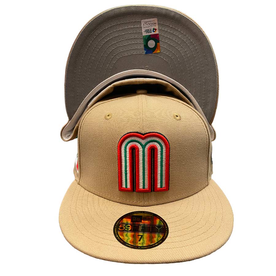 Mexico Tan Flag Patch Gray UV 59FIFTY Fitted Hat