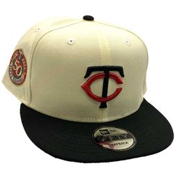 Minnesota Twins Cream and Black 50 Seasons Patch Gray UV 9Fifty Snapback