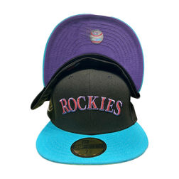 Colorado Rockies Black Two Tone 1993 Inaugural Patch Purple UV New Era 59FIFTY Fitted Hat