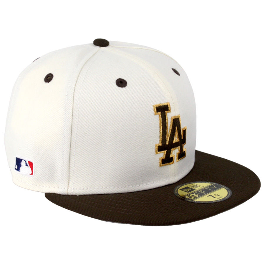 Los Angeles Dodgers Chrome Brown MLB Side Batty Gray UV 59FIFTY Fitted Hat