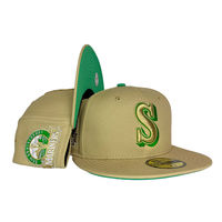 Seattle Mariners Vegas Gold 30th Anniversary Patch India Batterman Island Green UV New Era 59FIFTY Fitted Hat