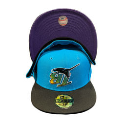 Tampa Bay Rays Blue Two Tone Upside Down Pack 1990 Inaugural Patch Purple UV New Era 59FIFTY Fitted Hat