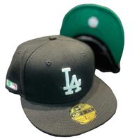 Los Angeles Dodgers Black White Logo Mexican A-Wax Green UV New Era 59FIFTY Fitted Hat