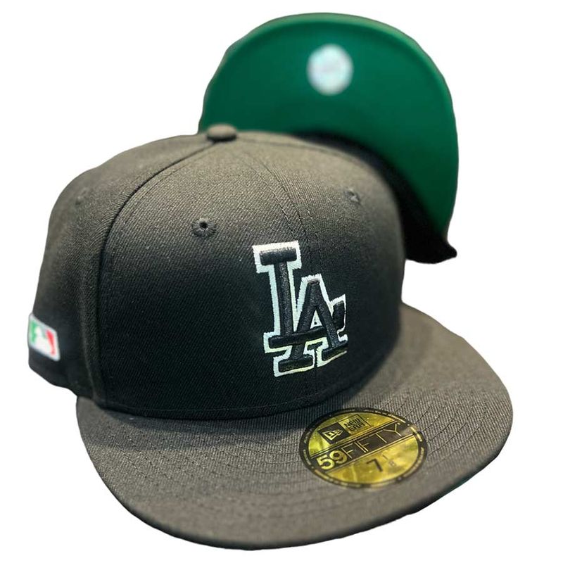 Los Angeles Dodgers Black With White Logo Outline Mexican A-Wax Green UV New  Era 59FIFTY Fitted Hat