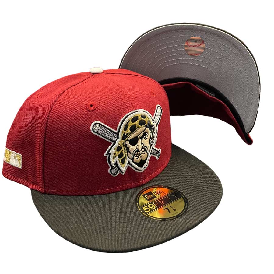 Pittsburgh Pirates Red Black Two Tone Side Batty Gray UV New Era 59FIFTY  Fitted Hat