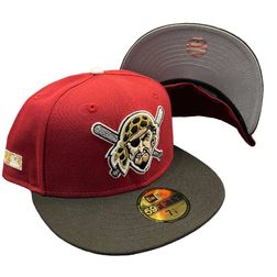 Pittsburgh Pirates Red Black Two Tone Side Batty Gray UV New Era 59FIFTY Fitted Hat