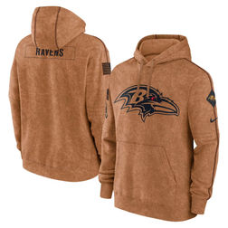 Baltimore Ravens 2023 Salute To Service Brown Nike Club Pullover Hoodie