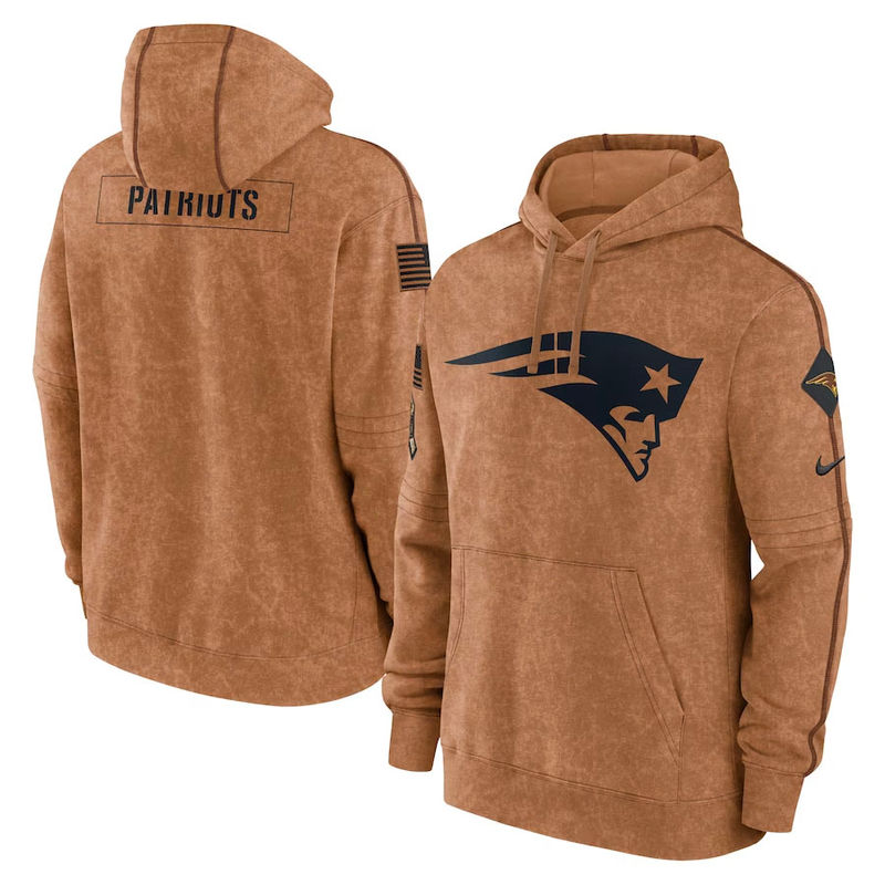 New England Patriots 2023 Salute To Service Brown Nike Club Pullover Hoodie