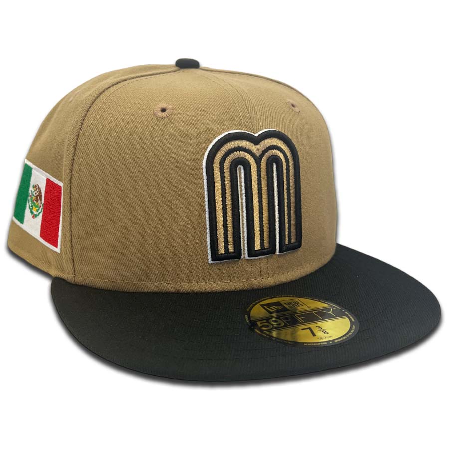Mexico Brown Black Two Tone WBC Flag Side Patch Gray UV New Era 59FIFTY