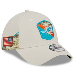 Miami Dolphins New Era 2023 NFL Salute to Service Stone 39THIRTY Flex Hat