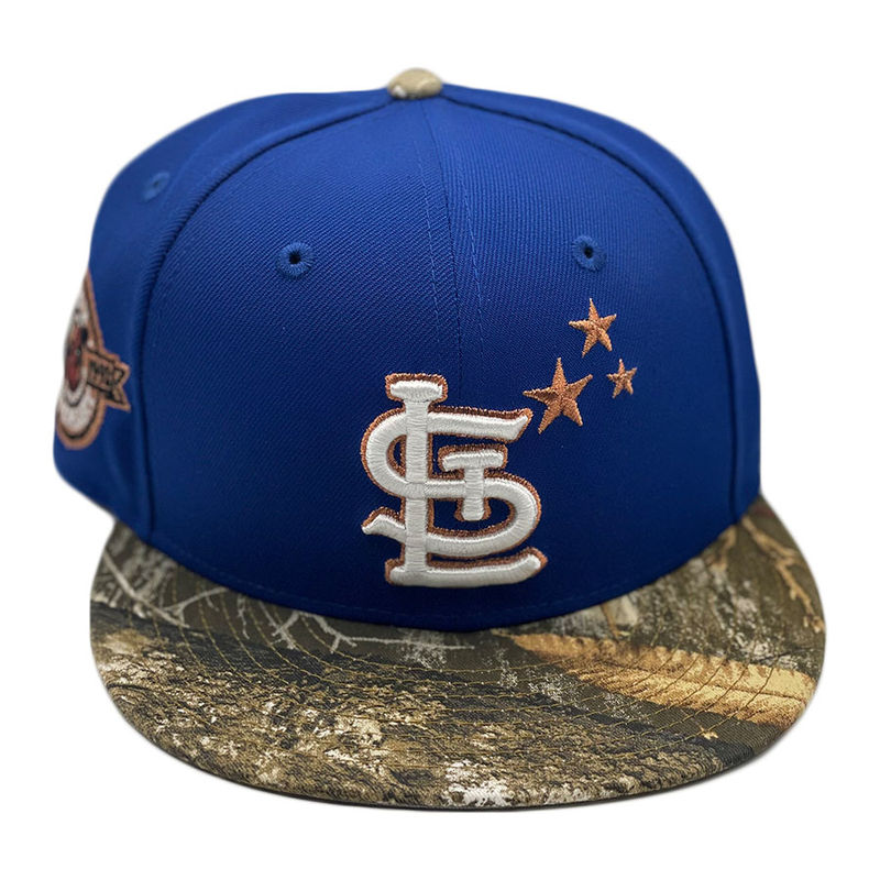 St. Louis Cardinals Blue Realtree Camo Two Tone 100th Anniversary Patch  Gray UV New Era 59FIFTY Fitted Hat