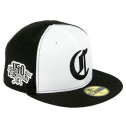 Cincinnati Reds Black White "Chrome C" 150th Patch Gray UV New Era 59FIFTY Fitted Hat