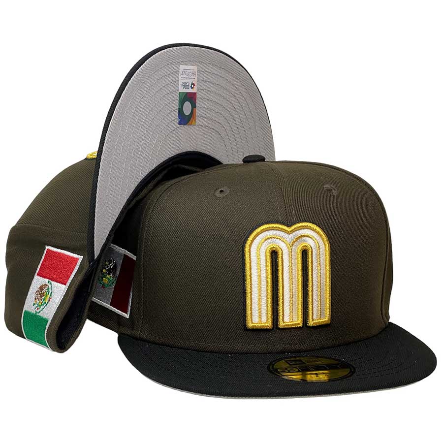 Mexico Walnut Brown Black WBC Flag Side Patch Gray UV New Era