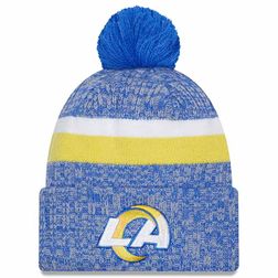 Los Angeles Rams 2023 NFL Sideline Team Color Pom Cuffed Knit Beanie Hat