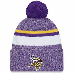 Minnesota Vikings 2023 NFL Sideline Team Color Pom Cuffed Knit Beanie Hat