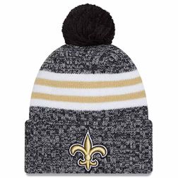 New Orleans Saints 2023 NFL Sideline Team Color Pom Cuffed Knit Beanie Hat