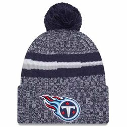 Tennessee Titans 2023 NFL Sideline Team Color Pom Cuffed Knit Beanie Hat