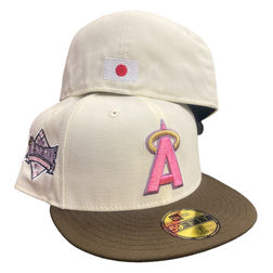 California Angels Chrome Brown Japan Flag Batterman 1989 ASG Patch Gray UV New Era 59Fifty Fitted Hat
