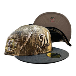 Milwaukee Brewers Light Navy A Gold County Stadium New Era 59Fifty