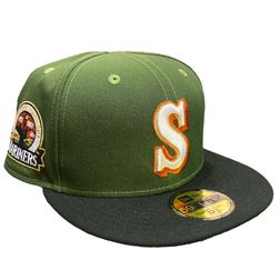 Seattle Mariners New Era Black/Royal Blue Bill And Green Bottom With 40TH  Anniversary Patch On Side 59FIFTY Fitted Hat